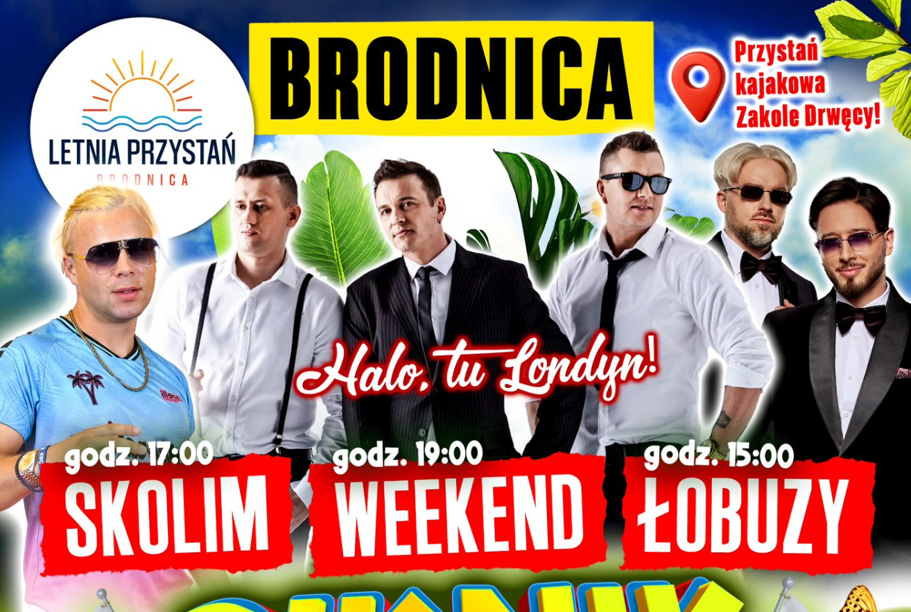 Majówka 2026 w Brodnicy z koncertami Skolima, Weekendu i Łobuzów przy Letniej Przystani