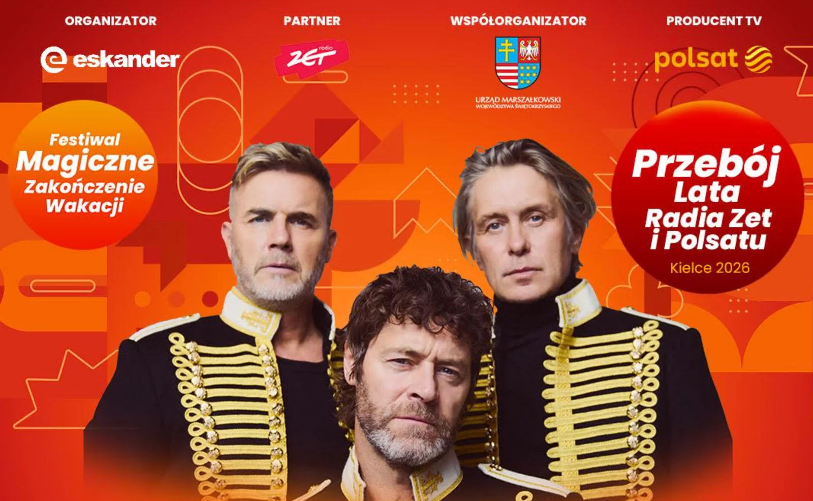 Take That gwiazdą koncertu Przebój Lata Radia ZET i Polsatu w Kielcach. Zespół zagra 30 sierpnia