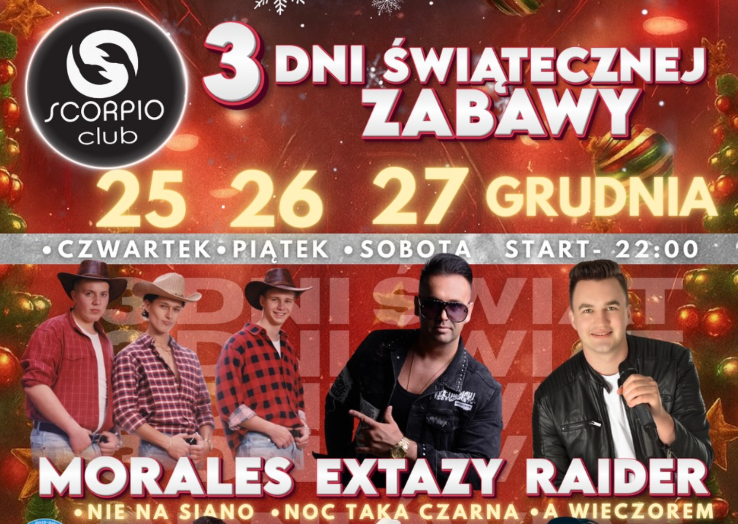 Trzy dni świątecznej zabawy w Club Scorpio – Morales, Extazy, Raider i inni na scenie