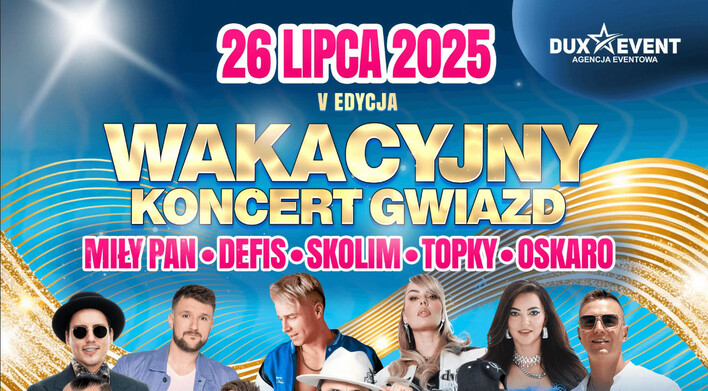 Wakacyjny Koncert Gwiazd w Opolu 2025 z jubileuszem BOYS! Skolim, Defis i Miły Pan na jednej scenie!