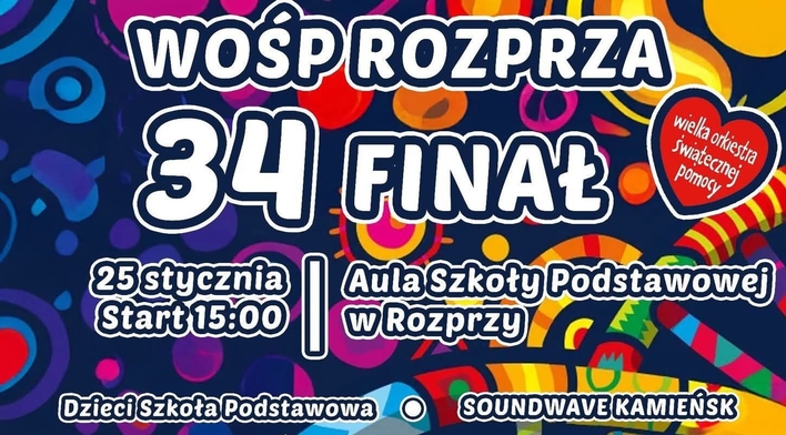 WOŚP Rozprza 2026. Kto wystąpi podczas 34 finału i o której zaczyna się wydarzenie