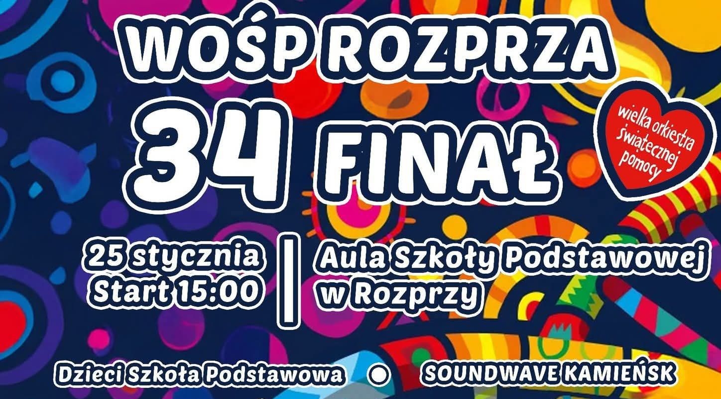 WOŚP Rozprza 2026. Kto wystąpi podczas 34 finału i o której zaczyna się wydarzenie