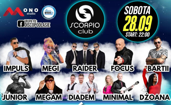 Zakończenie lata w Klubie Scorpio 28 września! Gwiazdy disco polo rozgrzeją scenę do czerwoności! Kto wystąpi?

