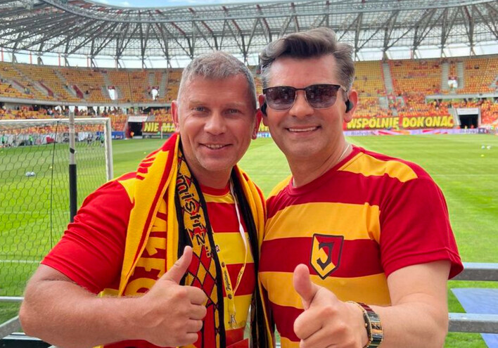 Zenon Martyniuk i Marcin Siegieńczuk na meczu Jagiellonii Białystok - Czy dziś będą świętować mistrza?
